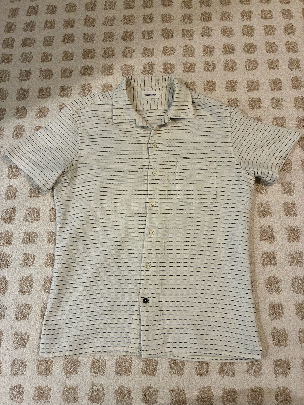 Taylor Stitch Hawthorne Short Sleeve Button Up in Natural Pickstitch Waffle